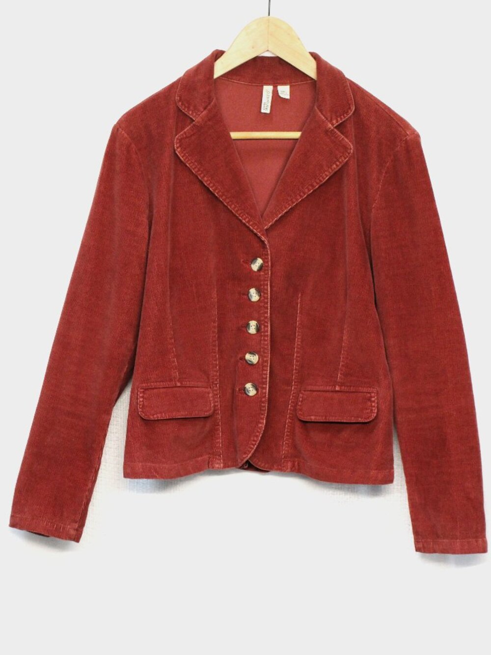Rust Brown Corduroy Blazer Cinched Waist Jacket Dark Academia Retro Size S